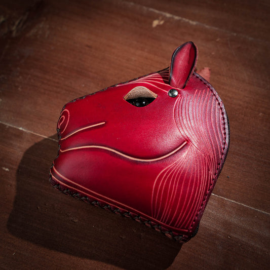 Squinting Horse Head Shaped Leather Coin Purse