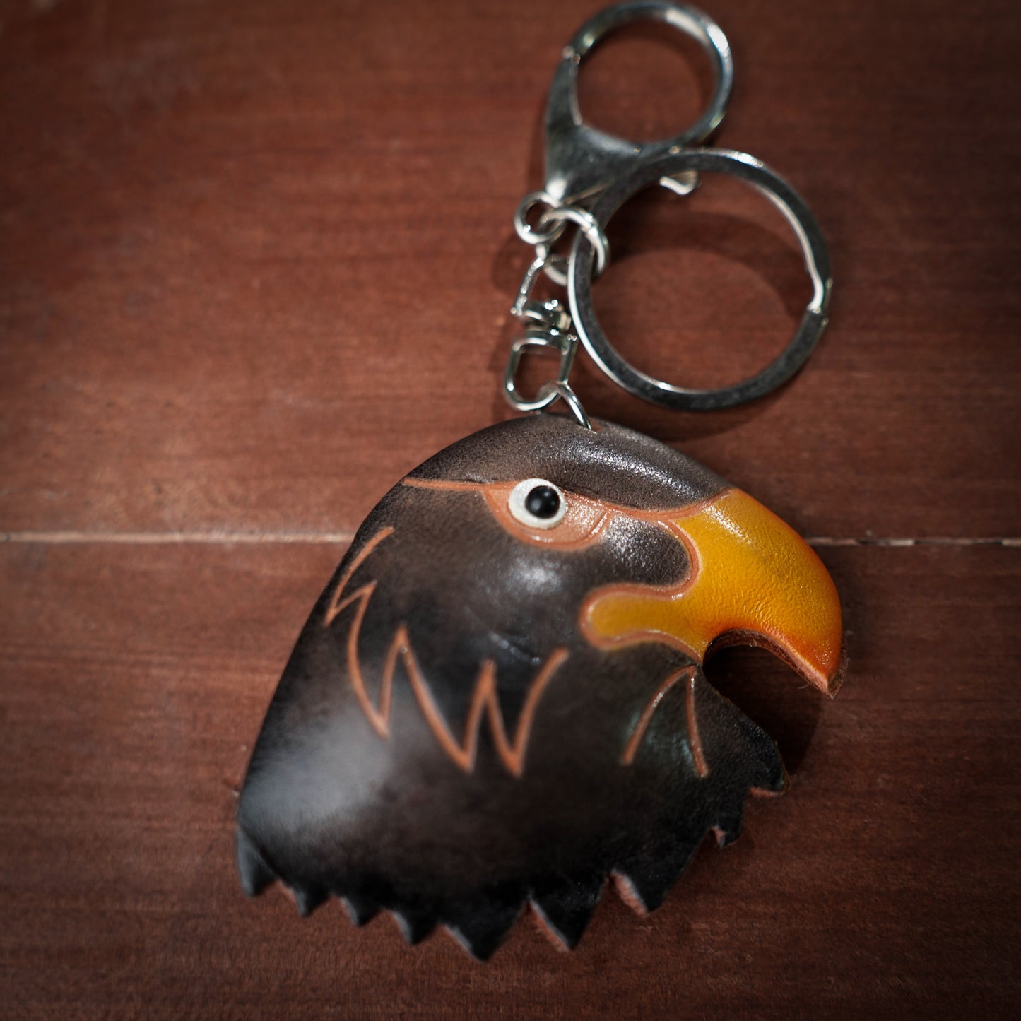 Eagle Head 3d Leather Keychain