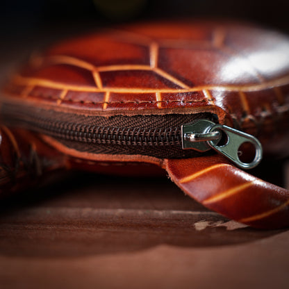 Brown Turtle Shaped Leather Coin Purse