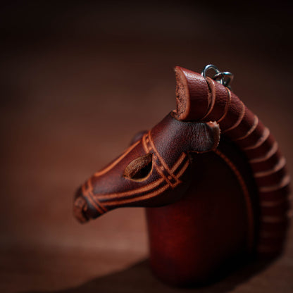 Retro Half Horse Shaped 3D Leather Keychain