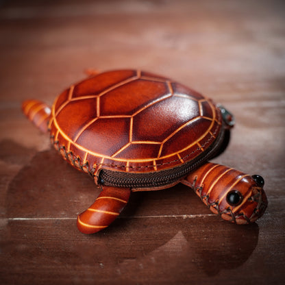 Brown Turtle Shaped Leather Coin Purse