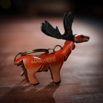 Retro Reindeer 3d Leather Keychain