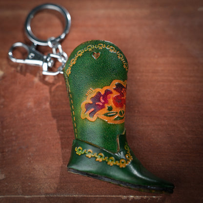 Western Cowboy Boots 3d Leather Keychain