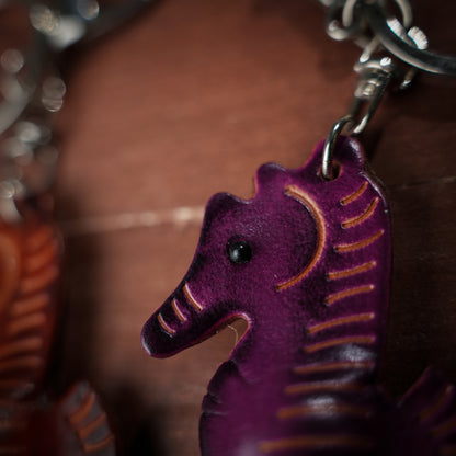 Cute Seahorse 3d Leather Keychain