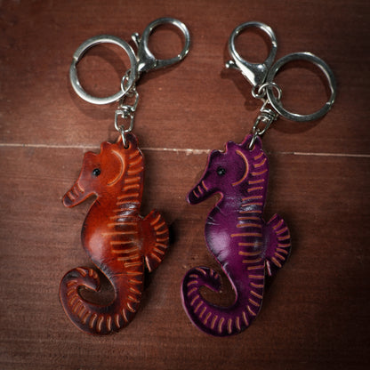 Cute Seahorse 3d Leather Keychain
