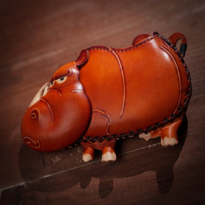 Rhino Shaped Leather Coin Purse