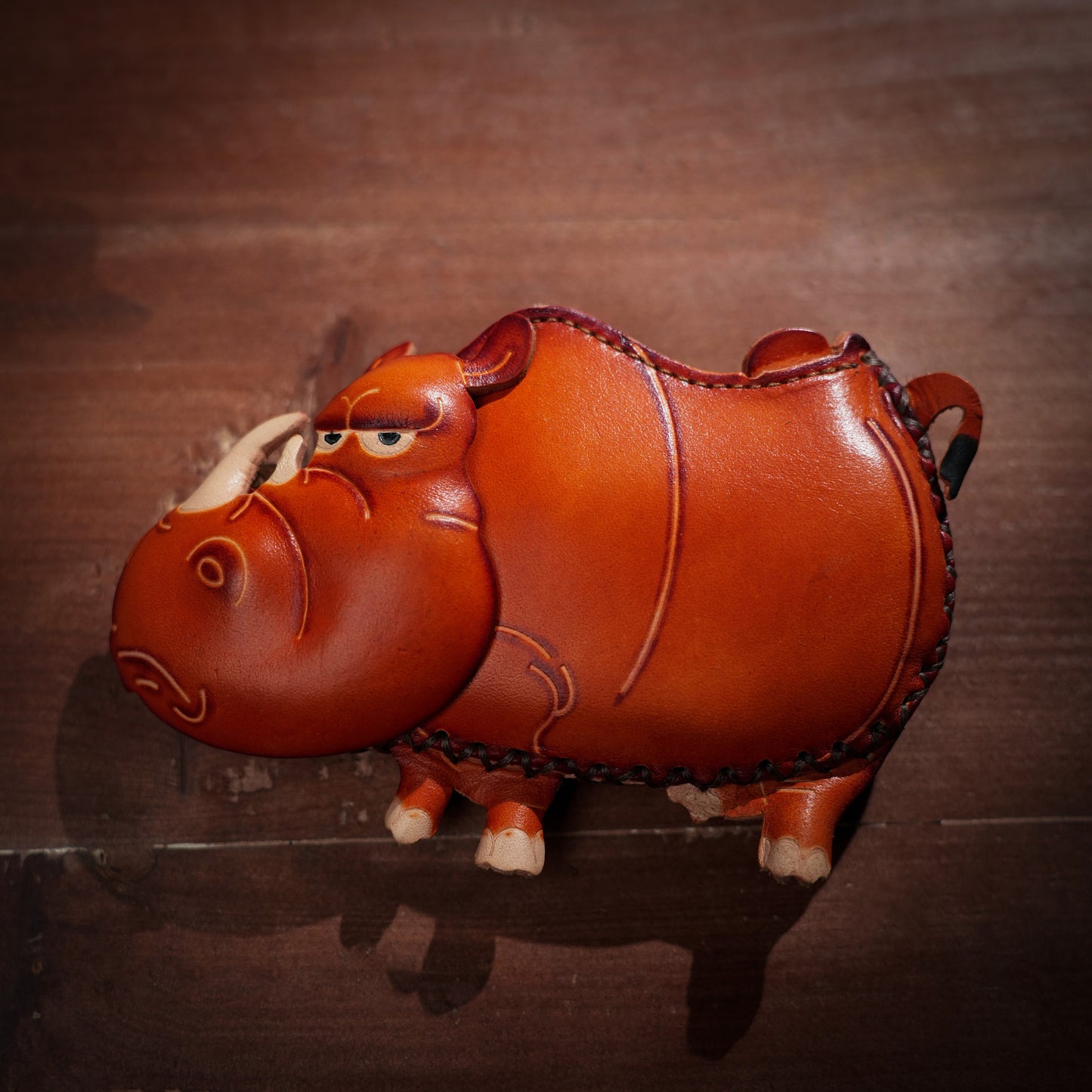 Rhino Shaped Leather Coin Purse